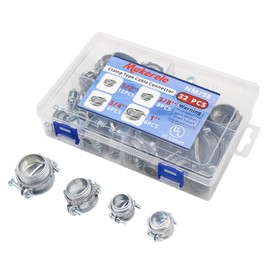 MAKERELE 32-Piece Assortment Kit of Clamp Type Cable Connectors - 1/2 Inch, 3/8 Inch,3/4 Inch, 1 Inch - UL Listed - Durable Zinc Alloy for Metallic Conduit and, NM and SE Cable