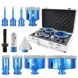 Diamond Core Drill Bit Set - 6/6/8/25/35/50/75/100mm Tile Hole Saw Kit for Porcelain Tile Ceramic Marble Granite Drilling&Chamfer Finger Bit&Adapter