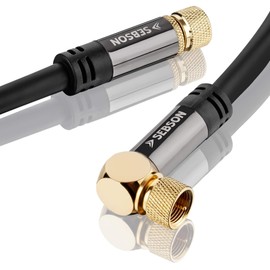 SEBSON Satellite Cable 2 m F-Connector 90° Angled Coaxial Cable 105 dB 75 Ohm 4-Way Shielded for Televisions (HDTV, UHD, 4K), Radio, Receiver, Internet - Satellite Cable