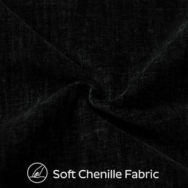 Sungeek Set of 2 Soft Chenille Cushion Covers 45x45cm Square Decorative Throw Pillow Covers with Stitched Edge Solid Dyed Pillow Cases Covers for Home Decor Couch Sofa Bed Living Room, Black