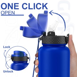 GOPPUS 1.2L/40oz Stainless Water Bottle with Straw Large Thermal Bottle 1200ml Flip Top Metal Bottles Cold Drink Leakproof Flask Big Drinks Bottles Double Walled Insulated Bottle Travel Water Bottle