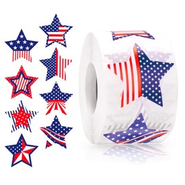 Patriotic Stickers Star American Flag Stickers Labels 500PCS 4th of July Stickers Roll 1.5 Inch Small Waterproof Memorial Day Stickers Vote Stickers for Envelope Seal, Independence Day Decor (Star)