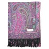 Plum Feathers Tapestry Ethnic Paisley Pattern Pashmina Scarf Black Pink
