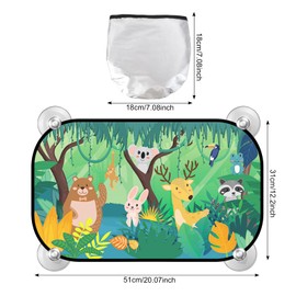 Pack of 2 Sun Protection Car Baby, Dark UV Protection UPF 50+ Sun Visor 45 x 36 cm with 8 Suction Cups, Car Window Sun Protection for Children with Cute Animal Motifs, Universal Suitable for Most Cars