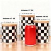 Small Checkered Kitchen Canister Set of 3 with Black Metal