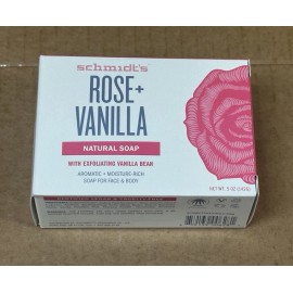 Schmidt’s 6 Pack Schmidt's Rose & Vanilla Natural Soap with Exfolaiting Vanilla Bean, 5 oz