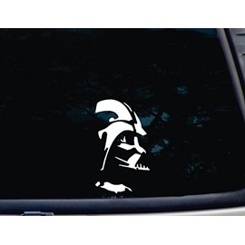 Darth Vader - 3 3/4" x 6 1/2" die Cut Vinyl Decal for Windows, Cars, Trucks, Tool Boxes, laptops - virtually Any Hard, Smooth Surface. NOT Printed! Barefoot Graphix Made in USA