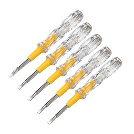 sourcing map Voltage Tester AC 100-500V with 3.5mm Slotted Phillips Screwdriver 130mm Length for Circuit Test, Clear and Yellow, Pack of 5