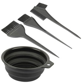 4 Pcs Hair Dye Color Brush and Bowl Set for Hair Coloring | Salon Hair Dyeing Tool Set with Silicone Mixing Bowl, Tint Comb, Brushes