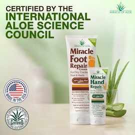 Miracle of Aloe Miracle Crema Reparadora De Pies, 8 Oz + 1 Oz Miracle Hand Repair, Lociones Curativas De Aloe Vera Para Manos Y Pies Secos, Grietados,