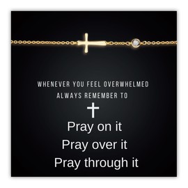 SilverLining Creation Birthstone Cross Bracelet for Women – Christian Gifts Birthday Gifts for Women, Baptism Gifts for Women, 18K Gold Plated, 5A Zirconia, Triple-Layered Finish, Size 6-8 '' 4