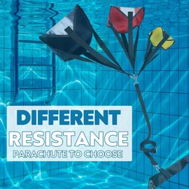 Boosteady Swimming Parachute Resistance Set Training Equipment with 3 Parachute & Adjustable Length Swim Belts for Adults
