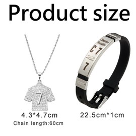 AMBEERT 2 PCS Boys Necklace Kids, Football Gifts for Boys, Bracelet Necklace Set, Football Gifts Sets Suitable for Kids Friends Soccer Fans, Girls' Lockets