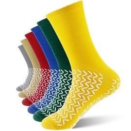 Jiuguva 12 Pair Hospital Socks Double Sided Tread Non Slip Socks Grip Socks Slip Stopping Safety Socks Fall Prevention Socks for Wide Bariatric