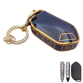 OVIOBOER for Kia Key Fob Cover with Keychain Black Soft TPU Protection Case for Telluride 2023 2024 5 Buttons Smart Remote Key (For Kia C)