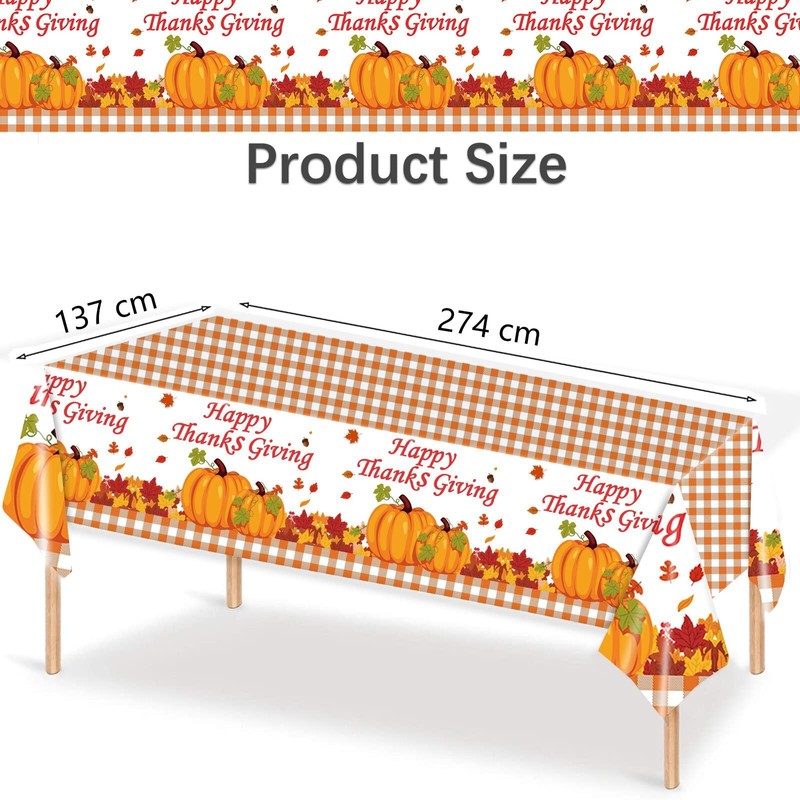 Thankgiving Fall Disposable Tablecloth Decorations,4 Pack Autumn Party Plastic Table