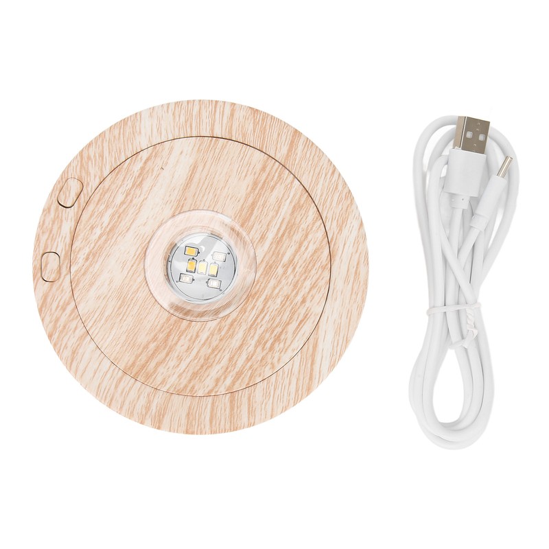 Wood Light Display Base 360 Degree Rotation Beech Grain Colorful
