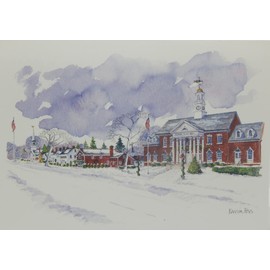 "Frosty Night in Newtown," Scenic Christmas Cards, Box of 10, by Onion Hill Designs