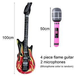 Inflatable Instruments, Inflatable Air Guitar, Air Guitars for Inflating, Guitar Inflatable, Inflatable Microphone, Inflatable Costume Children, 6 Pieces (B)