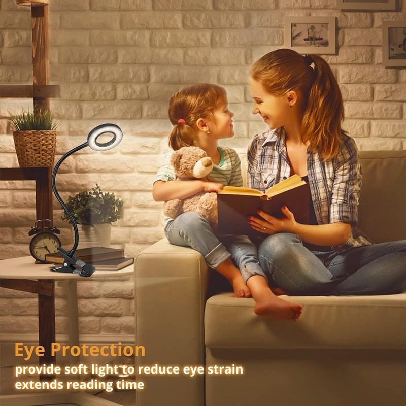 iVict Desk Lamp, Eye Protection Clip on Ring Light, 48