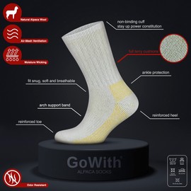 GoWith 1 Pair Alpaca Wool Socks for Men/Women, Norwegian Warm Winter Sock, Thermal Crew Boot Sock, Unisex Heated Socks