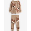 NEXT Snuggle 3 Pack 100% Cotton Pyjamas, Brown/Cream