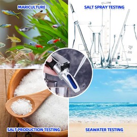 Salinity Refractometer, Automatic Temperature Compensation Salinity Refractometer, Hydrometer 0-100 PPT & 1,000-1.070 Specific Gravity ATC Refractometer for Fish Farming, Sea Water Analysis