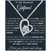 MGOOL To My Girlfriend Necklace Wife Necklace Soulmate Necklace For Women Future Wife Jewelry Birthday Gifts Message Card and LED Box (Heart 01-GF PU LED Box, 925 Sterling Silver)