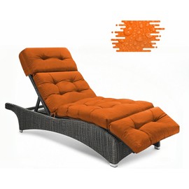 DVUAY Outdoor Chaise Lounge Cushions, Waterproof Non-Slip Thickened Lounge Chair Cushion with Ties, Replacement Patio Pool Recliner Cushions for Outdoor Furniture, 74.4x21.7x4.5 Inches (Orange)