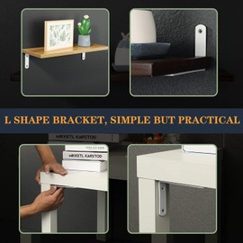 Sayayo Shelf Bracket Heavy Duty Wall Shelf Brackets Stainless Steel Right Angle Shelf Supports Wall Hanging L Brackets, 6x4 Inch, White, 4 Pcs, CJ6207W-4P