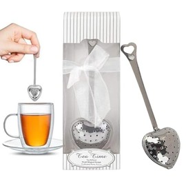 RoseAuroma - Juego de 20 piezas de infusor de té de acero inoxidable, cuchara de agarre largo, filtro de hojas de té, filtro de té de malla en forma de corazón, gran regalo para amantes del té o fiestas, etc.