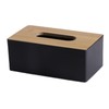 Tissue Box with Bamboo Wood Lid, Rectangular Tissue Dispenser Box,