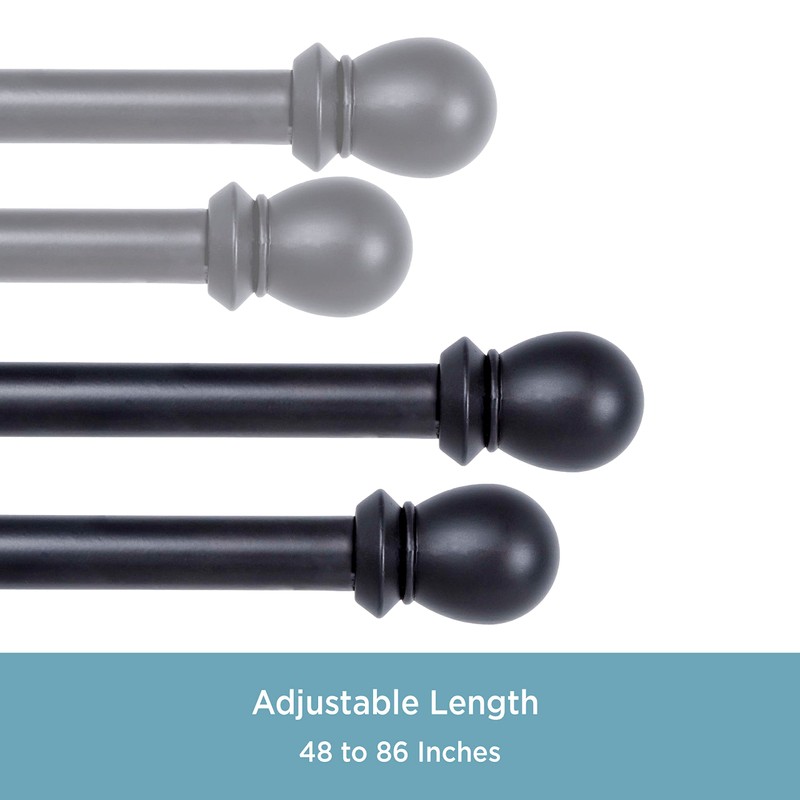 Kenney KN85001 Scroll Ball End Standard Decorative Window Double Curtain