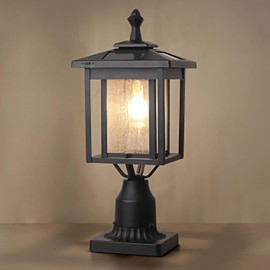 Godawn Outdoor Solar Lamp Post Light, Dusk to Dawn Waterproof Aluminum Post Lamp with Pier Mount Base for Pole Deck Yard Garden Gates Patio Walkway