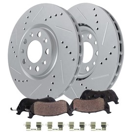 Detroit Axle - Rear Brake Kit for Jeep 2020 2021 Gladiator 2021 2022 Wrangler Drilled and Slotted Disc Brake Rotors Ceramic Brakes Pads with Hardware Replacement : 13.78" inch Rotor