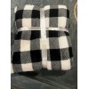 Hobby Lobby Blanket Throw Plaid Black White 50x60 Minky Fleece