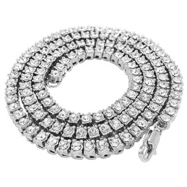 NIV'S BLING Tennis Chain for Men and Women – 14K White Gold Plated Iced Lab Diamond 1 Row Necklace