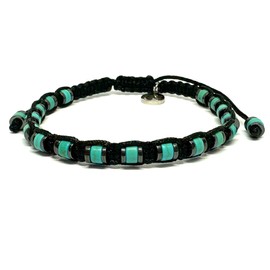 OCHRANA Pulsera ajustable de jaspe turquesa con hematita de macrame de 4mm