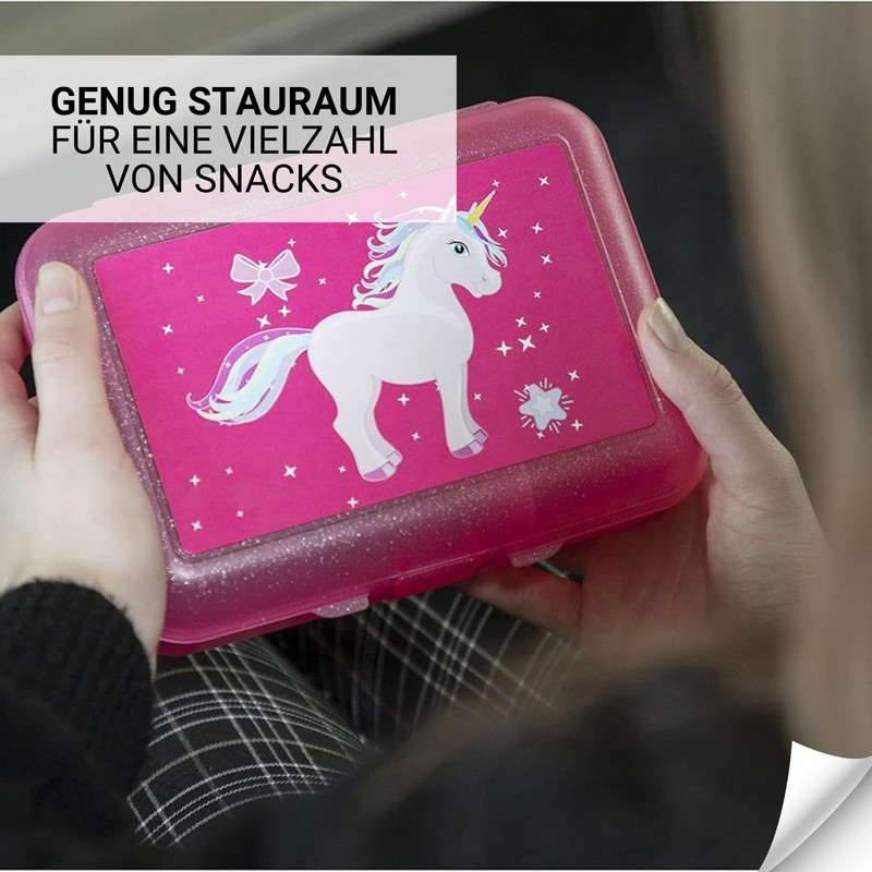 Uakeii Premium Unicorn Pony Lunch Box - Glitter Lunch Box