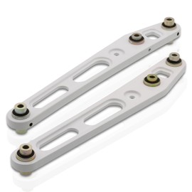 AJP Distributors JDM Rear Lower Suspension Billet Aluminum Control Arms LCA Kit Pair White + Bushings Set Compatible/Replacement For Civic EK9 EM1 LX DX EX SI 1996 1997 1998 1999 2000 96 97 98 99 00