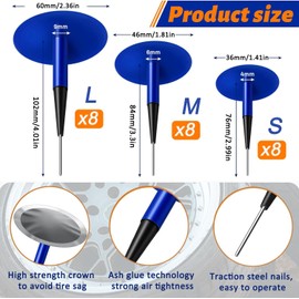 Z-oneMart 24PCS Car Tire Patch Kit Rubber Tire Repair Patch Mushroom Tire Plugs Puncture Repair Plug for Car Truck Motorcycle Bike Tire Repair Patch Tools (0.16 x 1.42, 0.24 x 1.89, 0.35 x 2.36 in)