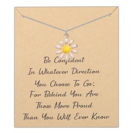 LQRI Daisy Flower Bloom Necklace Flower Charm Pendant Spring Daisy Jewelry Inspirational Gifts for Women Girls (Daisy)