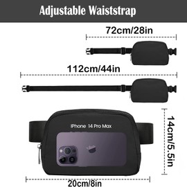 Bum Bag with Adjustable Strap, Unisex Fishing Waist Pack Bag, Small Belt Casual Bum Bags, Fashion Waterproof Crossbody Bag with Multiple Pockets for Travelling Workout Running Shopping (Black)