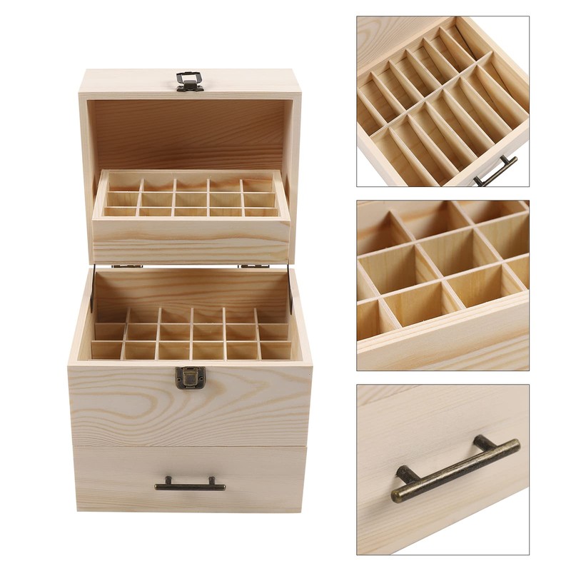 Hteedy 3 Tiers Essential Oil Storage Box, Wooden Perfume Bottle