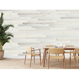 Timberchic Reclaimed Real Wood Panels for Walls for DIY Accent Wall - Peel and Stick Wood Planks for Walls - Reclaimed Wood Planks for Rustic Home Decor (3" Wide - 10 Sq. Ft., Coastal White)