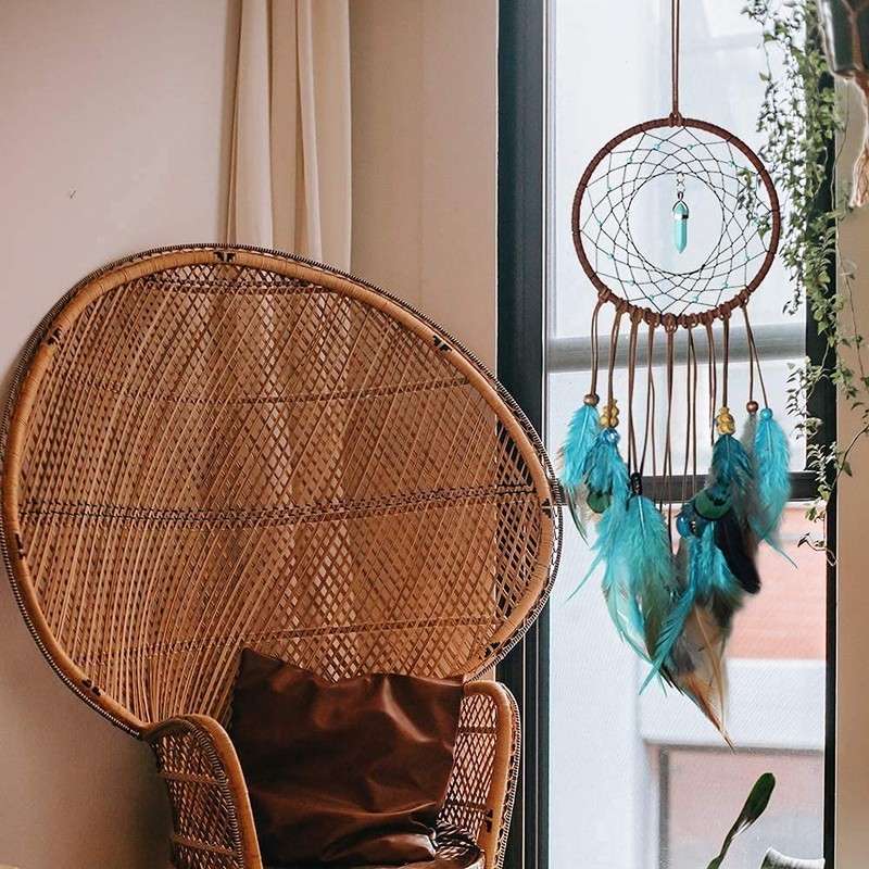 Dream Catcher Handmade Turquoise Dreamcatcher with Feathers Wall Hanging Decorations