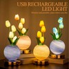 Strackvial Tulip Table Lamp, Rechargeable Cordless Touch Dimming Artificial Tulip