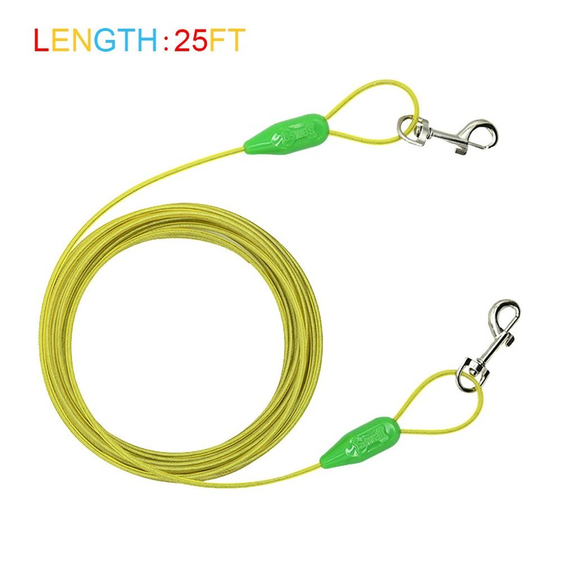 Petest 25ft Tie-Out Cable with Crimp Cover for Small Dogs