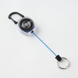 KEY-BAK Side Kick Key Reel with Carabiner, Clear Body, 23.6 inches (60 cm) Kepler Cord (Blue), clear blue