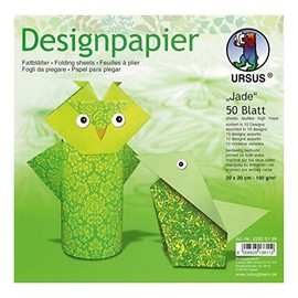 Ursus 22825199 Designpapier Jade, 50 Blatt in 10 verschiedenen Motiven, ca. 20 x 20 cm, 100 g/qm, beidseitig bedruckt, ideal zum Falten von kreativen Origami Tieren